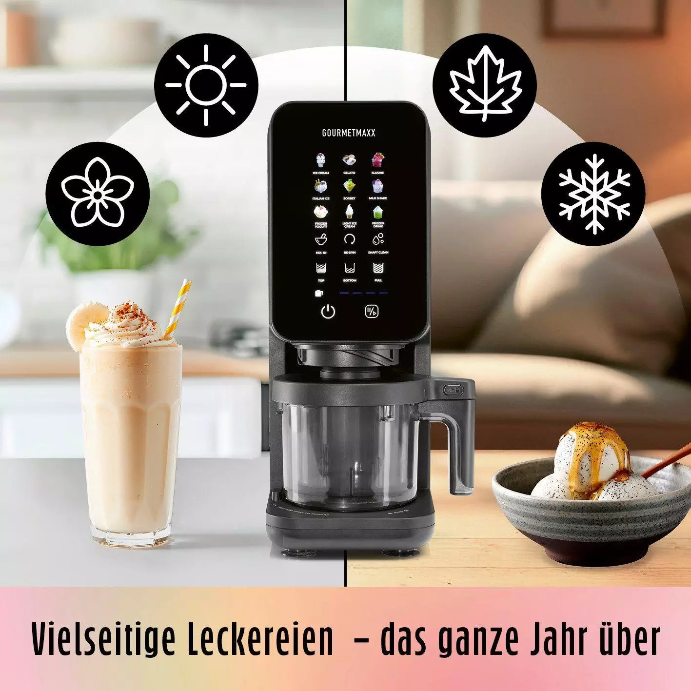 GOURMETmaxx SmoothUp Touch Eismaschine 700 Watt 2x 430ml schwarz Speiseeismaschine ab 99,99€