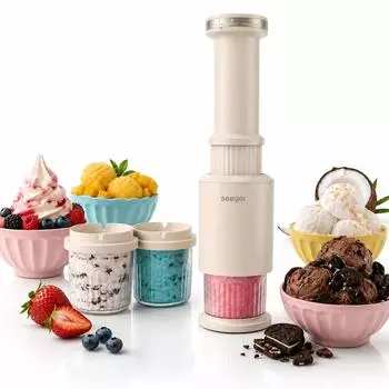 seeger CompactCream 5-in-1 Eismaschine, 3x350ml Dessertbecher (SLFRZ3SB)