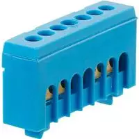 Pollmann - Neutralleiterklemme 7-polig, 16 Mm2, Blau, F&uuml;r Hutschiene
