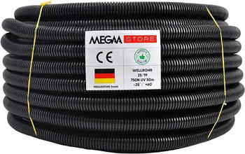 Megaastore Wellrohr 750N Schwarz M25 50m
