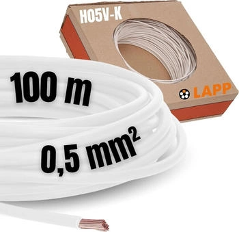 Lapp Mobility 100 Meter 4510051 H05V-K 0,5 mm² weiß I Verdrahtungsleitung I flexibel I PVC Einzelader I Litze 0,5mm2 I Verdrahtung (4510051/100)