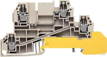 Weidmüller Verteiler-Reihenklemme WDL 2.5/L/L/PE Dreileiterklemme Schraubanschluss Dunkelbeige (1030200000)