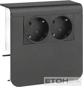 Hager Ger&auml;tetr&auml;ger f&uuml;r Sockelleistenkanal mit 2 Schutzkontaktsteckdosen, graphitschwarz (SL200559009011)