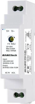 BASEtech PSDS-15-24-2 Hutschienen-Netzteil (DIN-Rail) 24 V 0.63 A 15 W (BT-2250248)