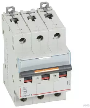 Legrand DX3 Leitungsschutzschalter C-Charakteristik 2A 3-polig 25kA 400VAC (409778)