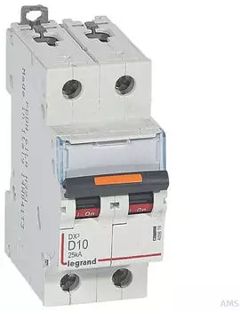 Legrand DX3 Leitungsschutzschalter D-Charakteristik 10A 2-polig 25kA 400VAC (409819)
