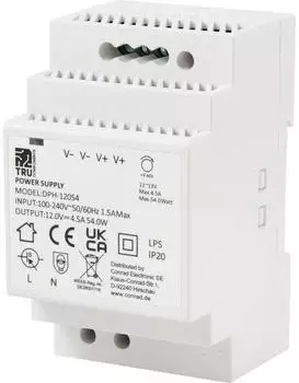 TRU Components TC-10580816 Hutschienen-Netzteil (DIN-Rail) 12V/DC 4.5A 54W 1 Ausgang (TC-10580816)