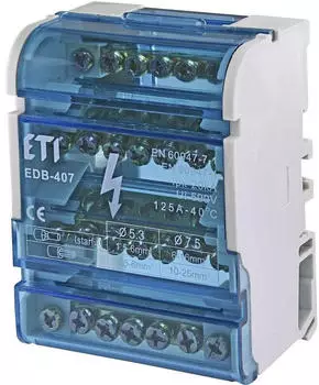 ETI EDB-407 Verteilerblock 125A 4P 7 Anschlüsse (001102303)