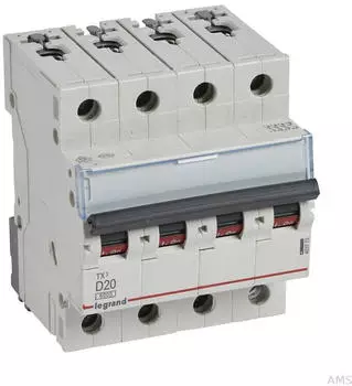 Legrand TX3 Leitungsschutzschalter D-Charakteristik 20A 4-polig 6kA 400VAC (403773)