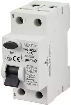 Sygonix SYG-RCCB Fehlerstrom-Schutzschalter 1P+N 40A 10kA 30mA (SY-6438016)