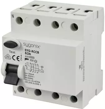Sygonix SYG-RCCB Fehlerstrom-Schutzschalter 3P+N 63A 30mA 400V AC (SY-6438020)