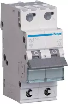 Hager Leitungsschutzschalter 1P+N, C-Charakteristik, 13A, 6kA, Quick Connect (MCS513)