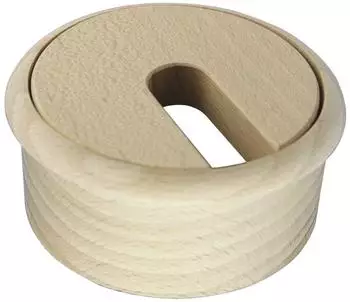 alles im griff Kabeldurchf&uuml;hrung rund, Buche roh, &Oslash; 68mm, 2-teilig