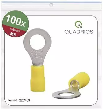 QUADRIOS Ringkabelschuh 4,0-6,0mm² Loch-Ø 8,5mm teilisoliert gelb (22C459)