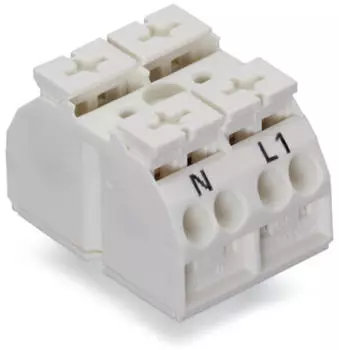 Wago 4-Leiter-Geräteanschlussklemme 2-polig N-L1 4mm² weiß (862-2632)