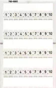 Wago WMB-Beschriftungskarte als Karte bedruckt 1 ... 10 (10x) dehnbar 5 - 5,2 mm Aufdruck waagerecht aufrastbar wei&szlig; (793-5502)