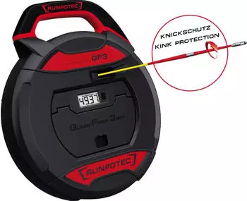 Runpotec GF3 Kabeleinziehger&auml;t inkl. digitalem Meterz&auml;hler, Glasfaserstab &Oslash; 3 mm (10195)