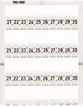 Wago WMB-Beschriftungskarte als Karte bedruckt 21 ... 30 (10x) dehnbar 5 - 5,2 mm Aufdruck waagerecht aufrastbar wei&szlig; (793-5504)