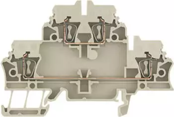 Weidmüller ZDK 2.5 Durchgangs-Reihenklemme, Doppelstock-Reihenklemme, Zugfederanschluss, 2.5 mm², 500 V, 20 A, beige (1674300000)