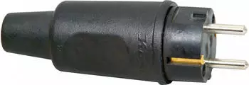Kopp Schutzkontakt-Vollgummistecker, schwere Ausführung, bruchfest, schlagfest, mit Knickschutz, für Kabelquerschnitt bis 3×2,5mm², schwarz (179516009)