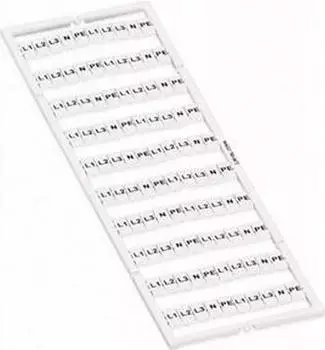 Wago WMB-Beschriftungskarte als Karte bedruckt L1, L2, L3, N, PE, L1, L2, L3, N, PE (10x) dehnbar 5 - 5,2 mm Aufdruck waagerecht aufrastbar wei&szlig; (793-5472)