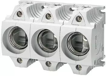 Siemens DIAZED-Sicherungssockel Gr&ouml;&szlig;e III Formstoff, 3-polig ber&uuml;hrungsgesch&uuml;tzt (BGV A2) Zugang: Doppelfunktionsklemme Abgang: Rahmenklemme 63A AC 500V (5SF5268)