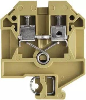 Weidm&uuml;ller SAK 4 Durchgangs-Reihenklemme, Schraubanschluss, beige/gelb, 4 mm&sup2;, 32 A, 800 V, Anzahl Anschl&uuml;sse: 2 (0128360000)