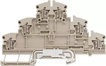 Weidm&uuml;ller ZDLD 2.5-2N/PE/L/L Mehrstock-Reihenklemme, Zugfederanschluss, 2.5 mm&sup2;, 500 V, 20 A, dunkelbeige (1131750000)