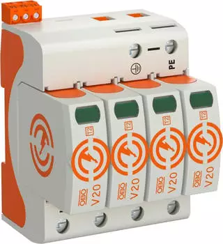 OBO Bettermann &Uuml;berspannungsableiter V20 4-polig mit FS 280V (5095284)