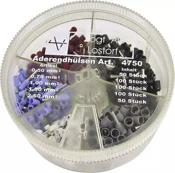 Vogt Aderendh&uuml;lsen-Sortiment 0.5 mm&sup2;, 0.75 mm&sup2;, 1 mm&sup2;, 1.5 mm&sup2;, 2.5 mm&sup2; Teilisoliert (4750)