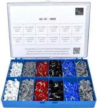 Vogt Aderendh&uuml;lsen-Sortiment 0.5 mm&sup2;, 4 mm&sup2; Teilisoliert Wei&szlig;, Grau, Rot, Schwarz, Blau 2065 St&uuml;ck (4025)