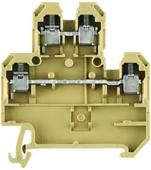 Weidm&uuml;ller DK 4Q/35 Mehrstock-Reihenklemme, Schraubanschluss, beige/gelb, 4 mm&sup2;, 500 V, Anzahl Anschl&uuml;sse: 4, Anzahl der Etagen: 2, TS 35, V-2 (0590160000)