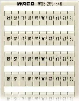 Wago WSB-Beschriftungskarte als Karte bedruckt R1, S1, T1, U1, V1, W1, X1, Y1, Z1,SL (10x) nicht dehnbar Aufdruck waagerecht aufrastbar wei&szlig; (209-546)