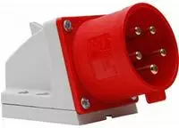 Kopp CEE-Wandstecker 171900000, 5-polig, 400 V, rot, IP44 Spritzwasserschutz, 32 A