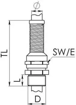 Wiska EMSKVS-L 20 Knickschutzverschraubung, Messing vernickelt, M20, mit langem Anschlussgewinde (10065852)