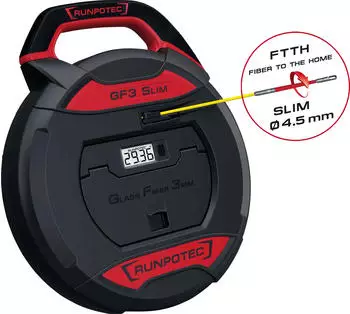 Runpotec GF3 SLIM Kabeleinziehger&auml;t inkl. digitalem Meterz&auml;hler, Glasfaserstab &Oslash; 3 mm (10207)