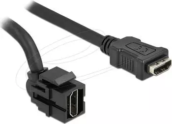 DeLOCK Delock Keystone Modul HDMI Buchse 250&deg; > HDMI Buchse mit Kabel schwarz (86854)