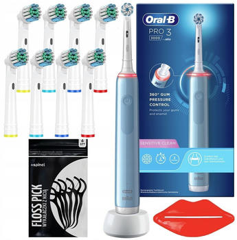 Oral-B Pro 3 3000 Sensitive Clean blue + Ersatzaufsätze (8 Stk.)