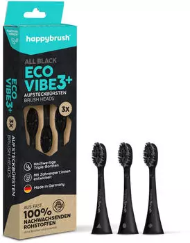 happybrush ECO Vibe 3+ Aufsteckbürsten all black (3 Stk.)