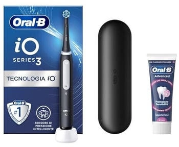 Oral-B iO Series 3 Set schwarz + Zahnpasta Advanced Sensitive-Schutz