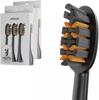 Zahnheld Bürstenkopf Pro X-Clean schwarz (6 Stück) - effektive Zahnreinigung 2 St Zahnbürste