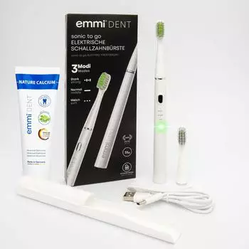 emmi-dent Elektrische Schallzahnb&uuml;rste Sonic ToGo Wei&szlig; 1 St Zahnb&uuml;rste