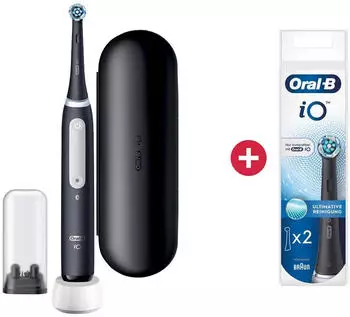 Oral-B iO Series 4N schwarz + iO Ultimative Reinigung Aufsteckb&uuml;rsten schwarz (2 Stk.)