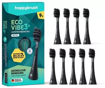 happybrush Aufsteckbürsten V3 AllBlack 9 Stk.