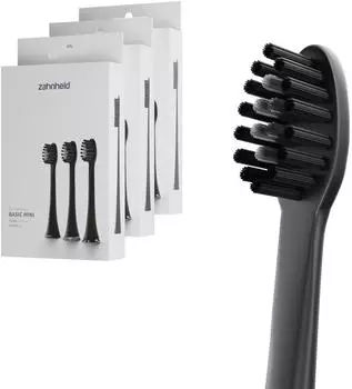 Zahnheld Bürstenkopf Basic Mini schwarz (9 Stück) - schmale Wechselköpfe 3 St Zahnbürste