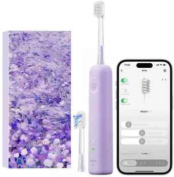 Laifen Wave Spezial , Oszillation & Vibration Schallzahnbürste für Erwachsene mit App, 2 Bürstenköpfe (Violett)