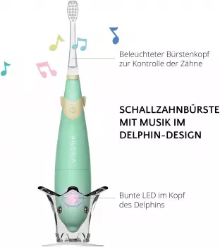 Ailoria Bubble Brush Set grün + 2 Bürstenköpfe – Musik-Timer und 4-Quadranten-Einteilung für strukturiertes Putzen