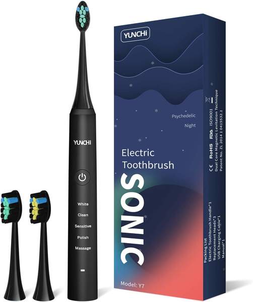 Yunchi Y7 Sonic Electric Toothbrush black + 3 Bürsten