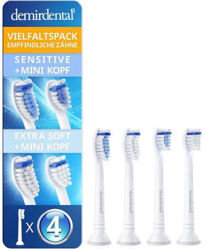 Demirdental Vielfaltspack Mini Aufsteckbürsten Sensitiv/Extra Soft (4 Stk.)