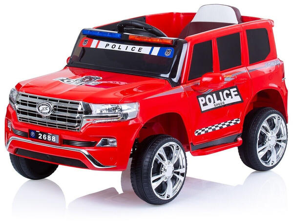 Chipolino Kinder Elektroauto Patrol Fernbedienung, MP3-Anschluss Sicherheitsgurt rot
